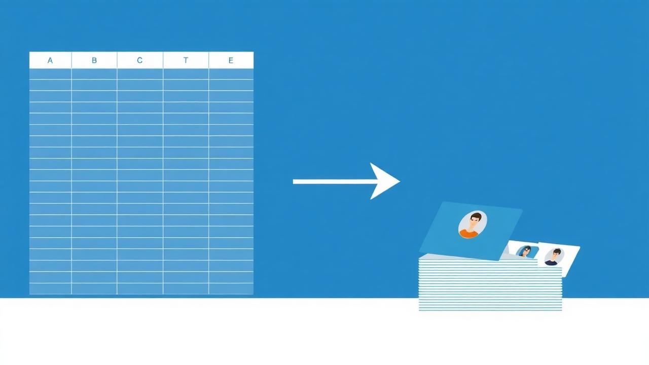 A spreadsheet becomes a contact list: one row per person, one column per detail.